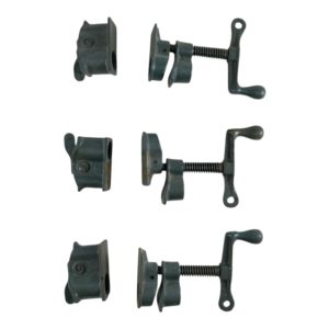 3 pipe clamp fixtures in green