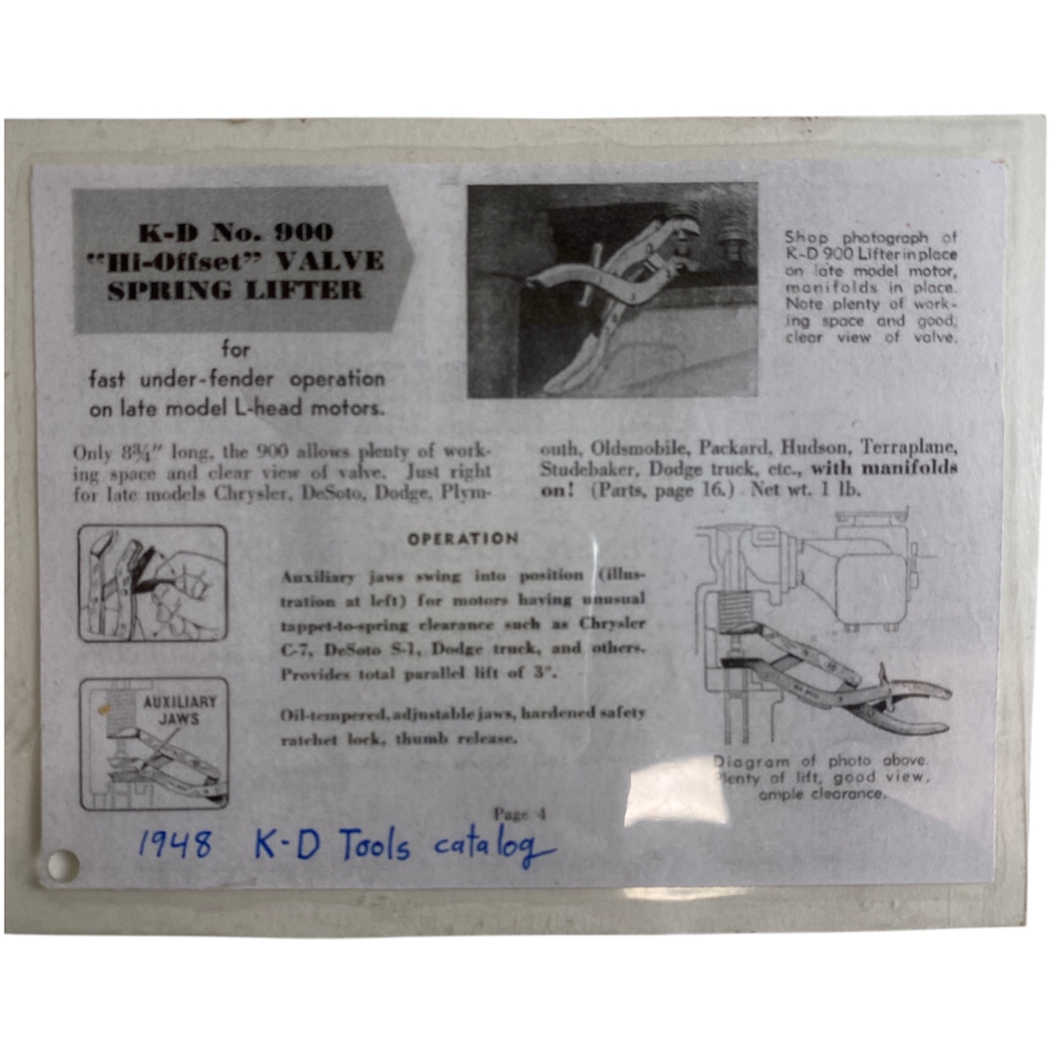 K-D No. 900 "Hi-Offset" Valve Spring Lifter - Image 2