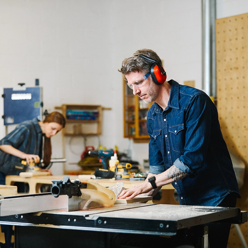 Man using table saw